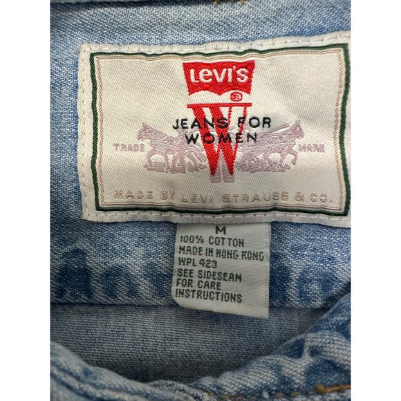 Vintage 90s Levis Womens Long Sleeve Denim Shirt Medium - Picture 5 of 7